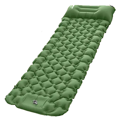 Double Sleeping Pad for Camping - Self-Inflating 4" Extra-Thick Mat for 2 with Built-in Pillow & Foot Pump