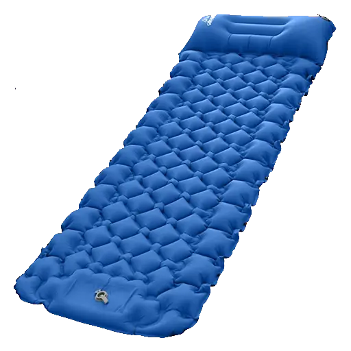 Double Sleeping Pad for Camping - Self-Inflating 4" Extra-Thick Mat for 2 with Built-in Pillow & Foot Pump