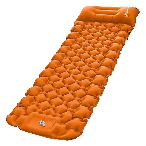 Double Sleeping Pad for Camping - Self-Inflating 4" Extra-Thick Mat for 2 with Built-in Pillow & Foot Pump