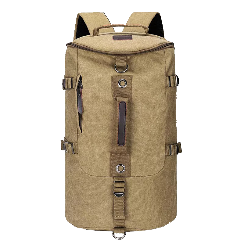 Men’s spacious canvas travel backpack in solid color, designed for style and versatility, perfect for outdoor adventures and everyday use.