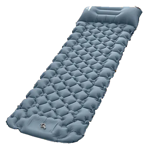 Double Sleeping Pad for Camping - Self-Inflating 4" Extra-Thick Mat for 2 with Built-in Pillow & Foot Pump