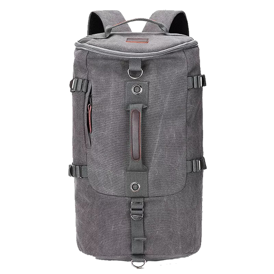 Men’s spacious canvas travel backpack in solid color, designed for style and versatility, perfect for outdoor adventures and everyday use.
